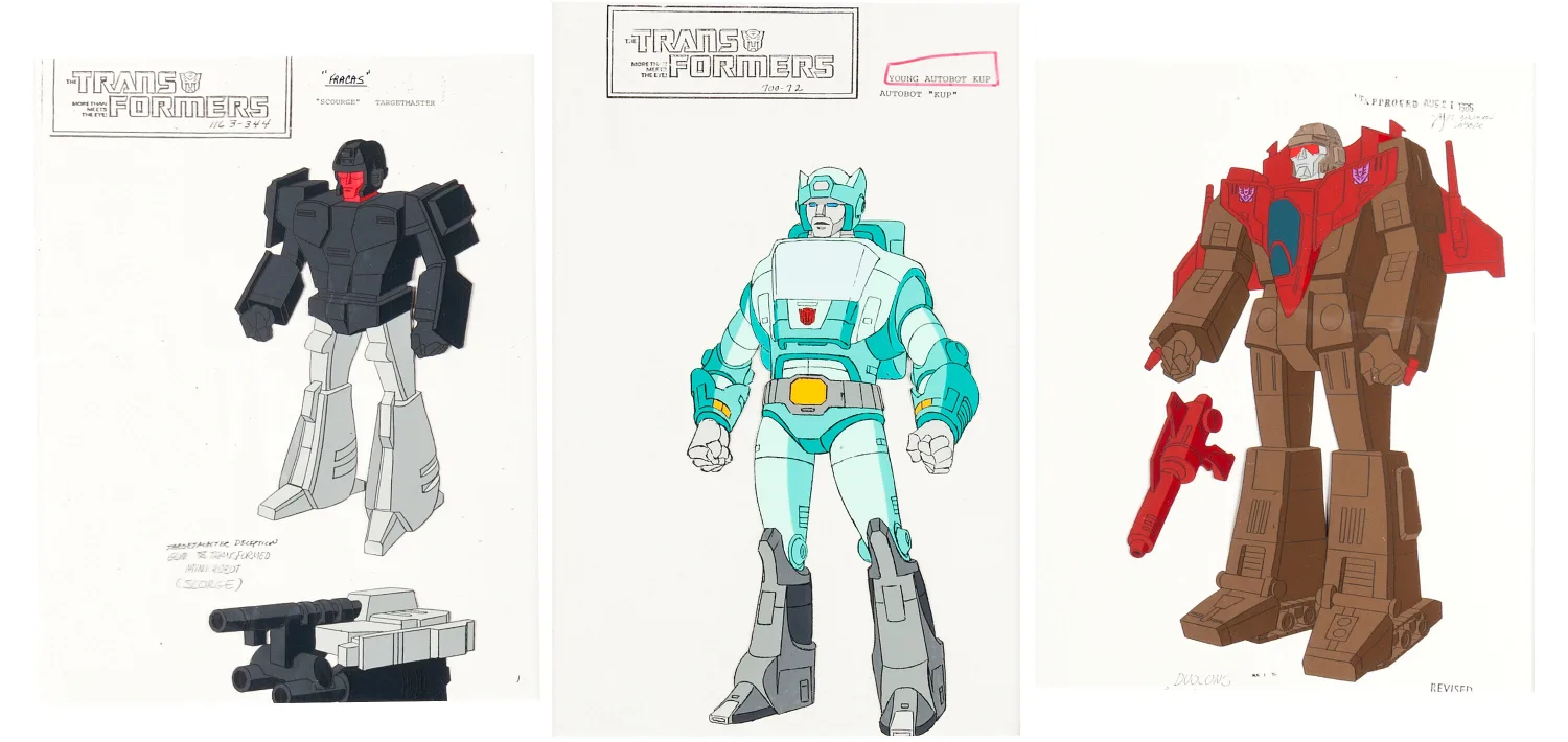 Transformers Fracas, Kup, and Duocon Character Color Model Cel Group of 3