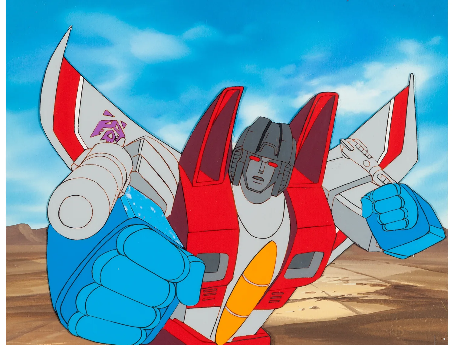 The Transformers "A Prime Problem" Starscream Production Cel with Master Background