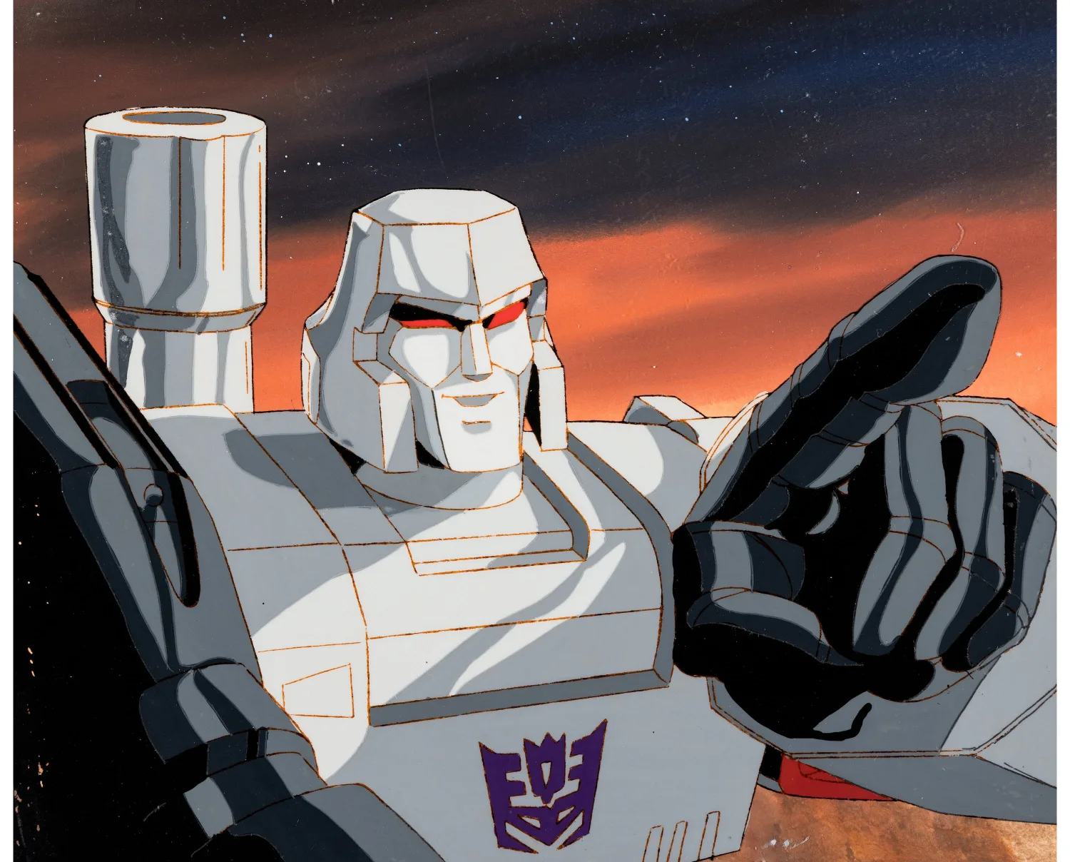 The Transformers: The Movie Megatron Production Cel with Custom Background