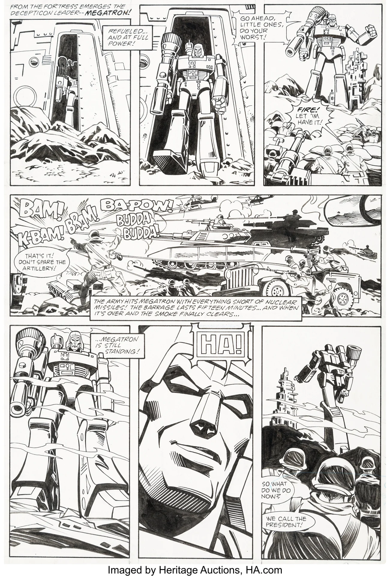 Transformers #4 Story Page 8, Megatron, Original Art (Frank Springer, Ian Akin & Brian Garvey, Marvel, 1985)