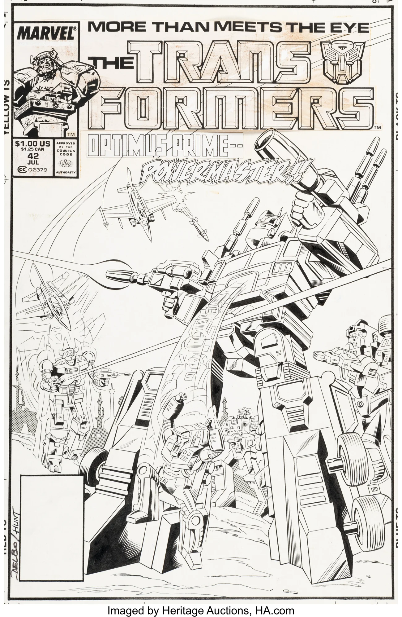Transformers #42 Cover Original Art (Jose Delbo & Dave Hunt, Marvel, 1988)