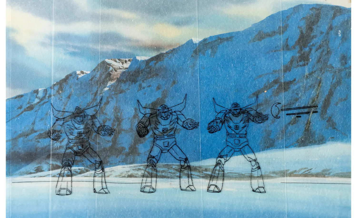 Transformers Hot Rod Production Cel Sequence of Three with Production Background