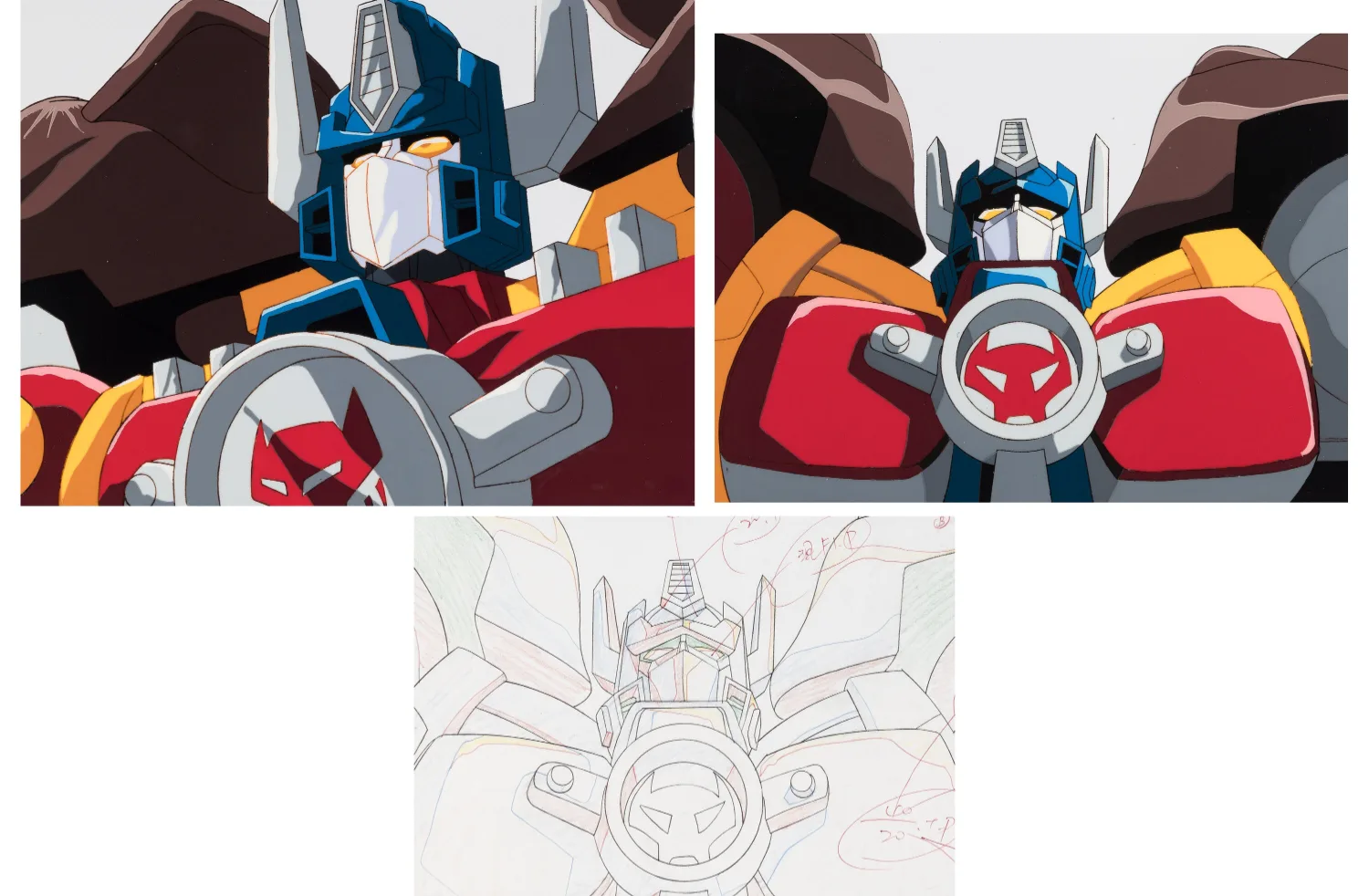 Super Lifeform Transformers: Beast Wars Neo Big Convoy Production Cel Group of 2 and Original Animation Drawing