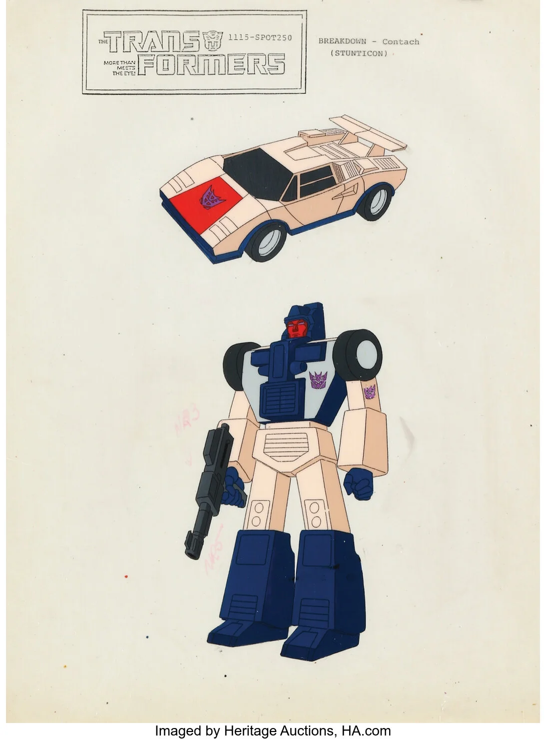 Breakdown Production Model Cel from The Transformers TV Series