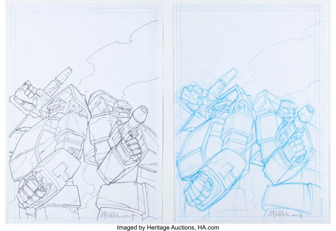 Transformers: Infiltration #1 Variant Cover Pencils and Preliminary Original Art (IDW)