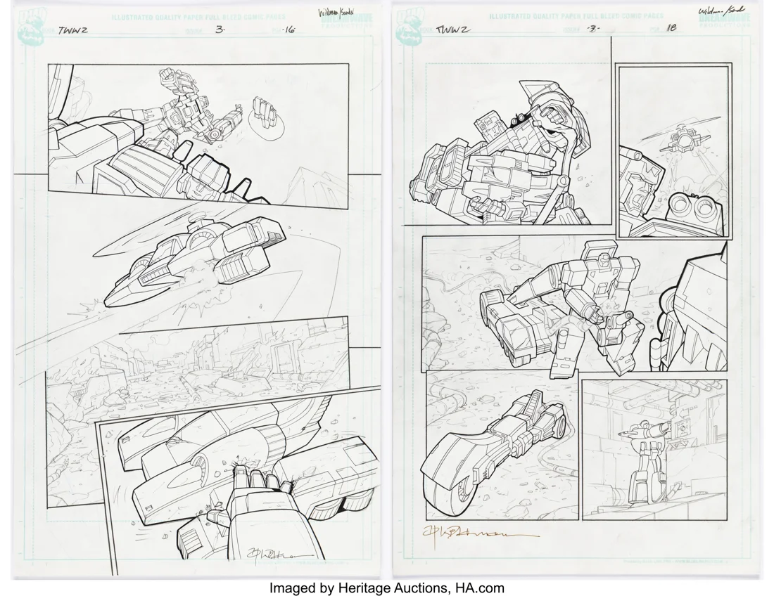 Transformers: War Within: Dark Ages #3 Story Pages 16 and 18 Original Art (IDW)